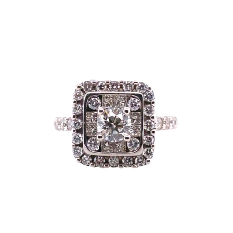 Multi-Shaped Double Diamond Halo Engagement Ring