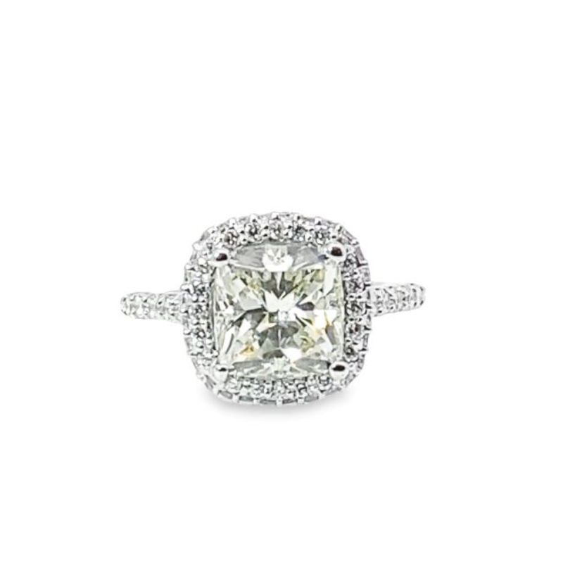 Cushion Double Row Halo with Diamond Shank