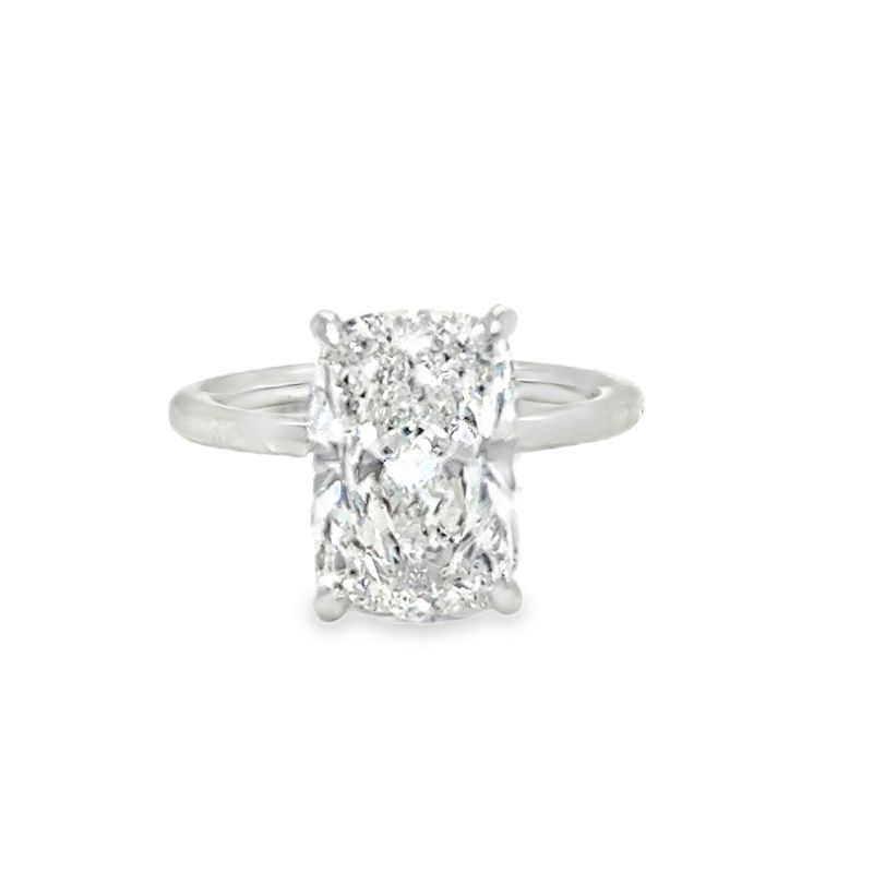 4.56ct Very Elongated Cushion Solitaire Ring, 14kt White