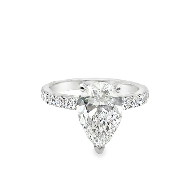 3.00ct Pear Shape Cathedral Setting, 14kt White