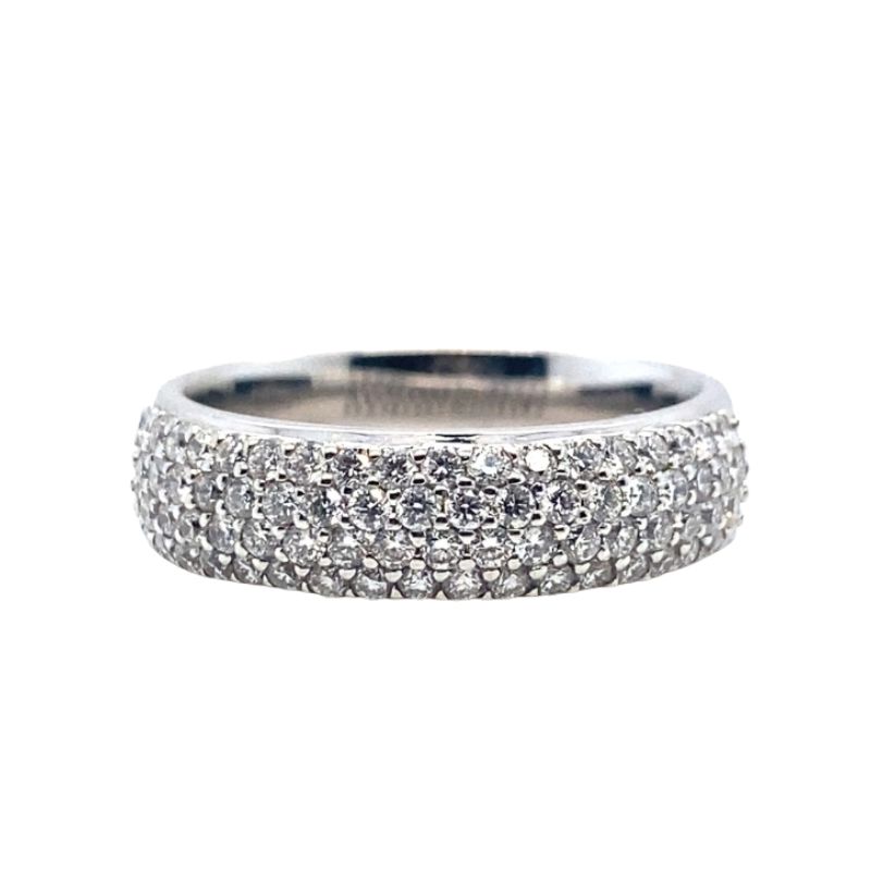 0.77ctw 4 Row Diamond Band, 18kt White Gold