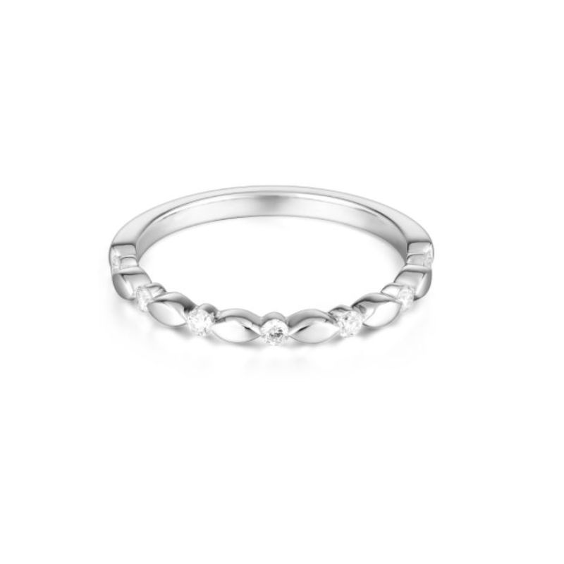 Thin Stackable Diamond Band, 14kt White Gold