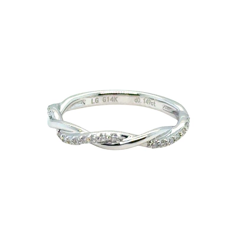 Thin Twisted 1 Row Diamond Band 0.15ctw, 14kt