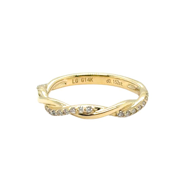 Thin Twisted 1 Row Diamond Band 0.15ctw, 14kt