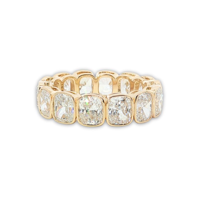 6.50ctw Bezel Set Cushion Cut Diamond Etrernity, 14kt