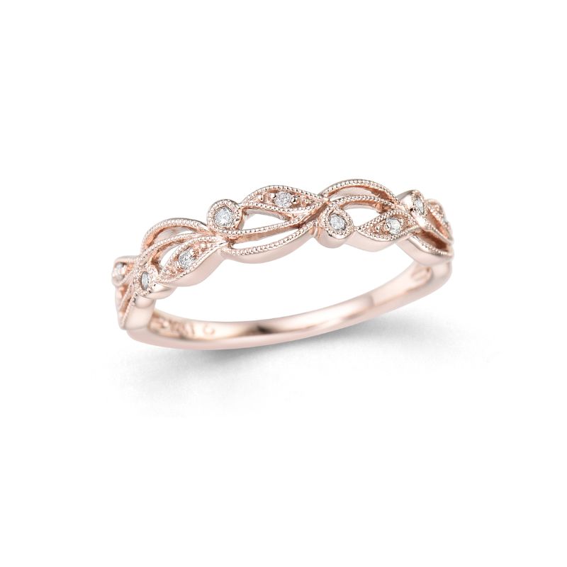 14kt Rose Gold Vintage Design Vine ring with Diamonds