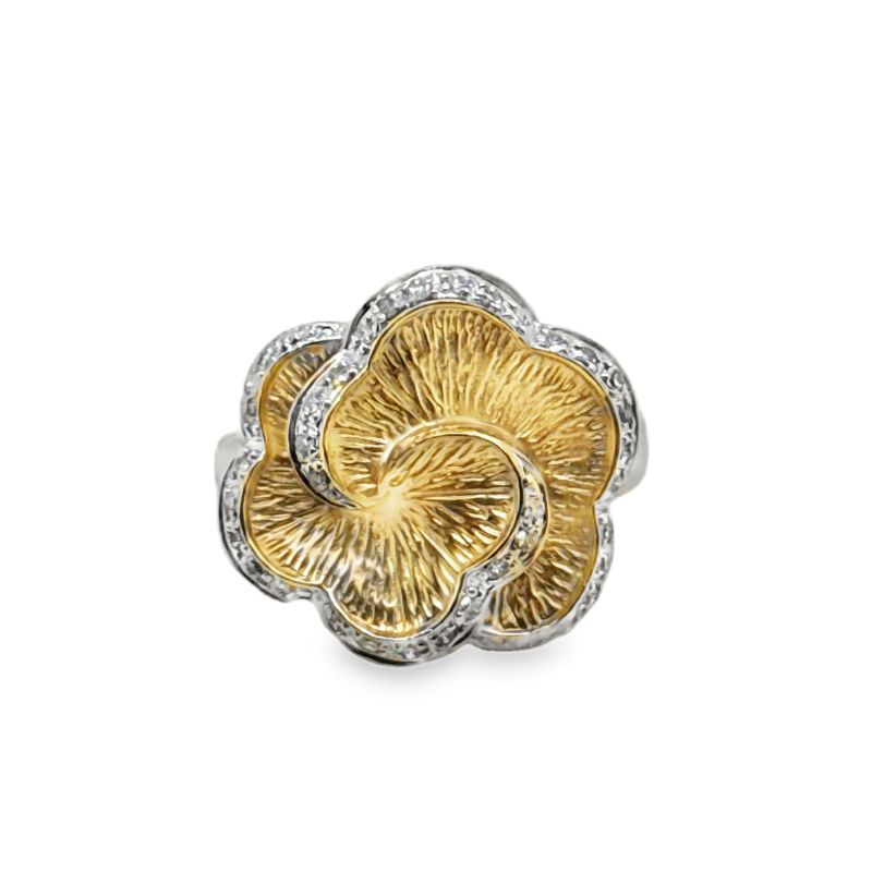 Flower RIng with 0.33ctw Diamond, 14kt Yellow