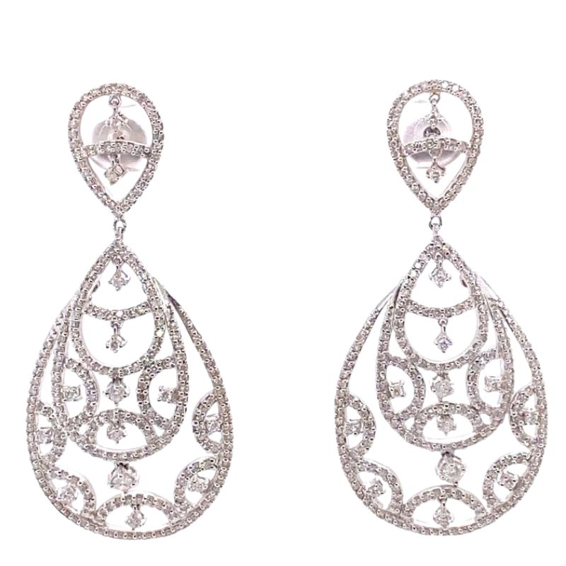 2.65ct Diamond Earrings with Large Pear Shape Drop