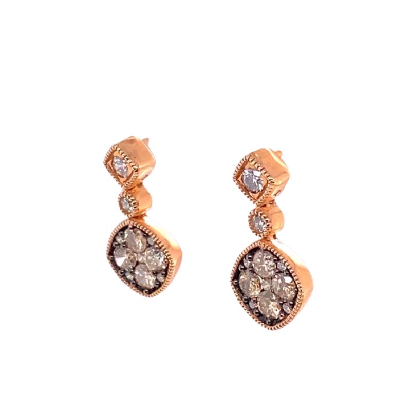 1.05ct Chocolate and White Drop Diamond Earrings - Image 2