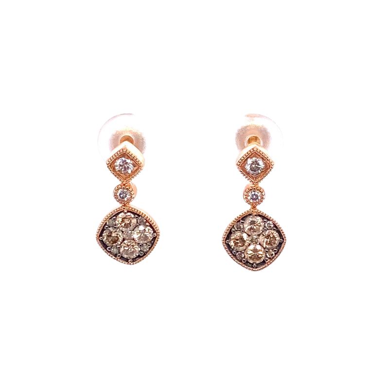 1.05ct Chocolate and White Drop Diamond Earrings