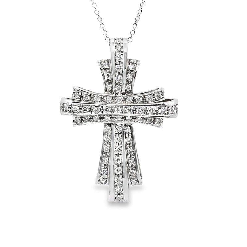 14kt White Gold Diamond Cross Pendant