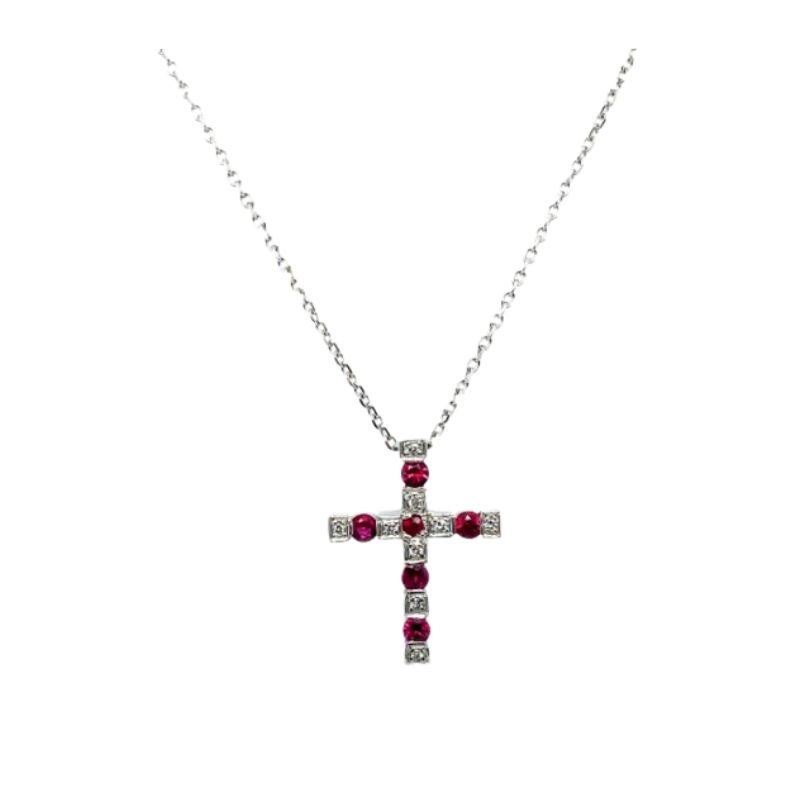Alternating Diamond and Ruby Cross