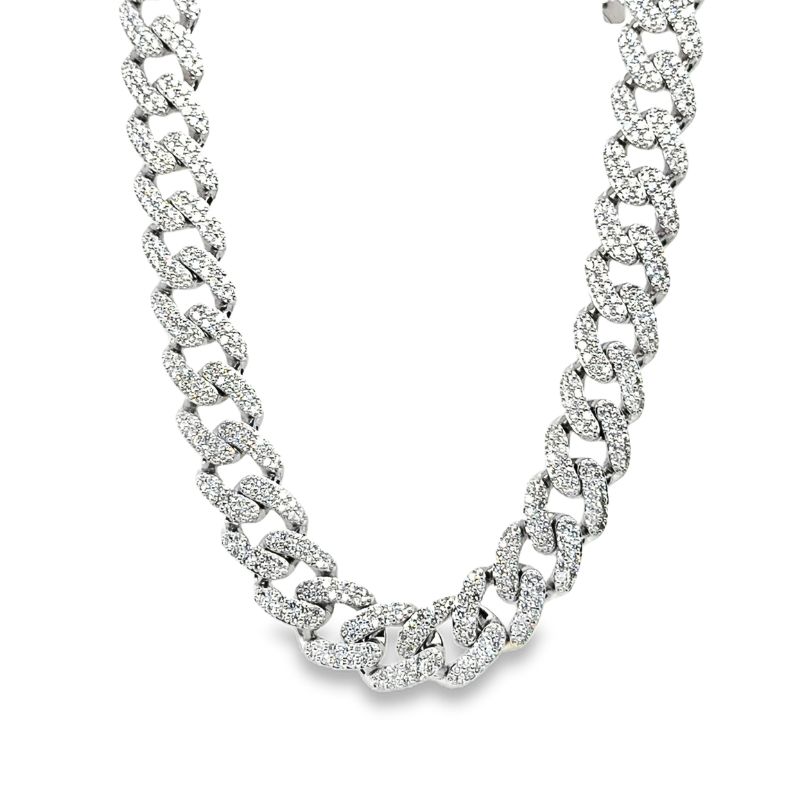 14.5ctw 12mm wide Diamond Cuban Chocker, 10kt