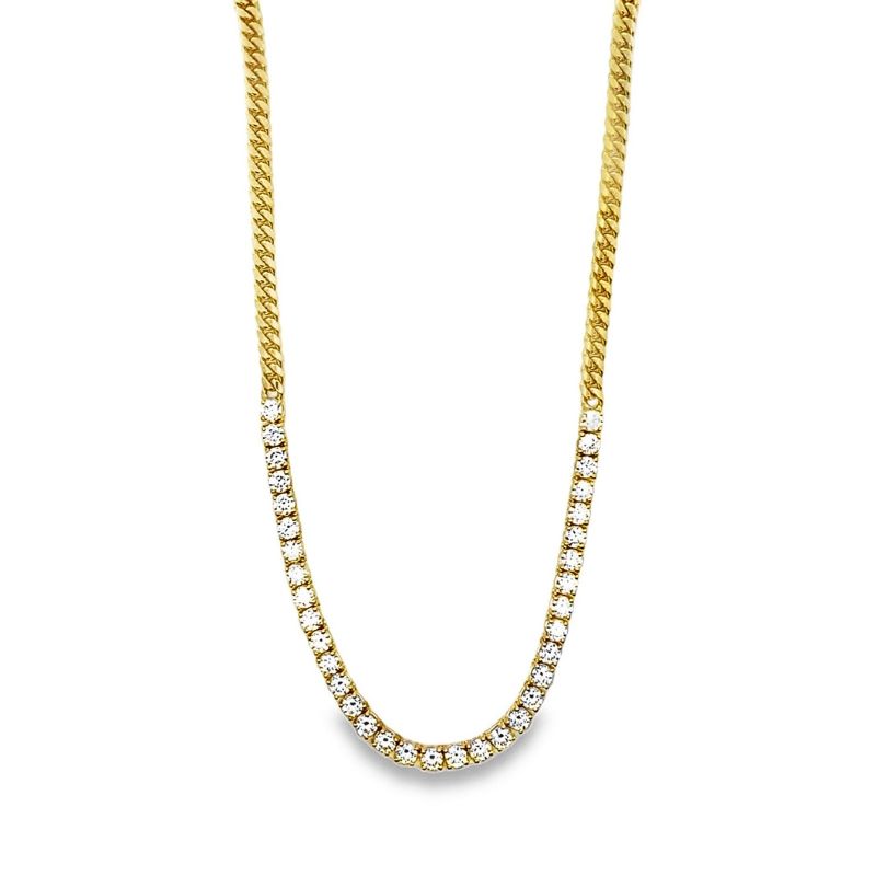 9.00ctw Diamond Tennis Miami Cuban Chain, 14kt