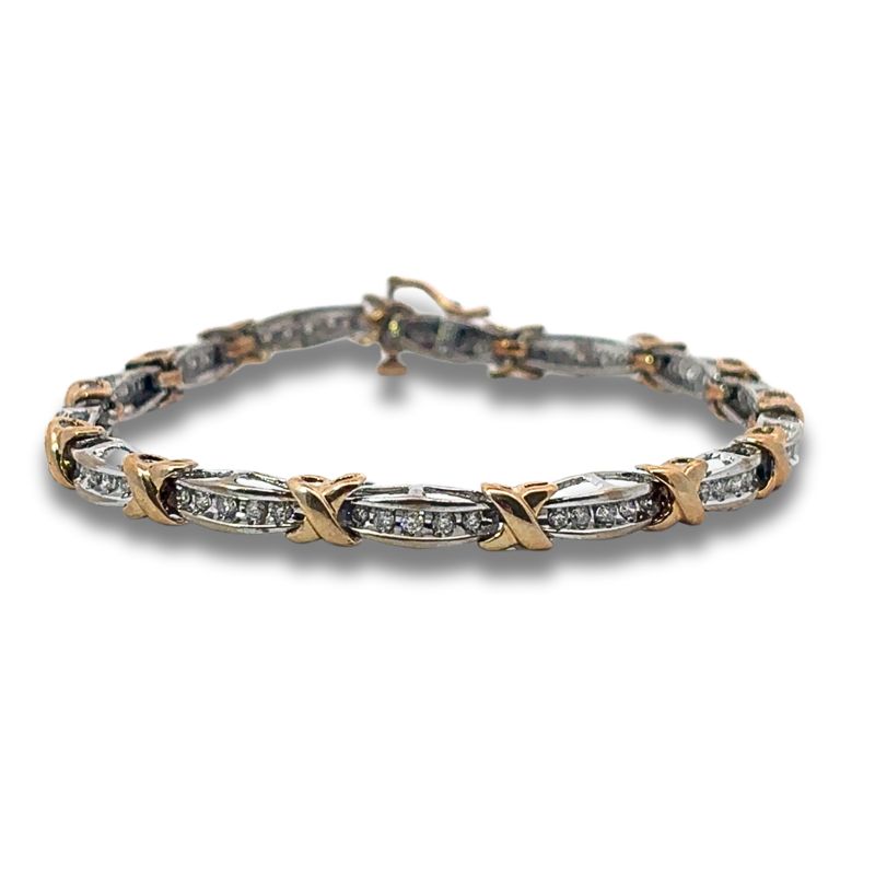 1.00ctw X O Diamond Bracelet, 10kt Vintage