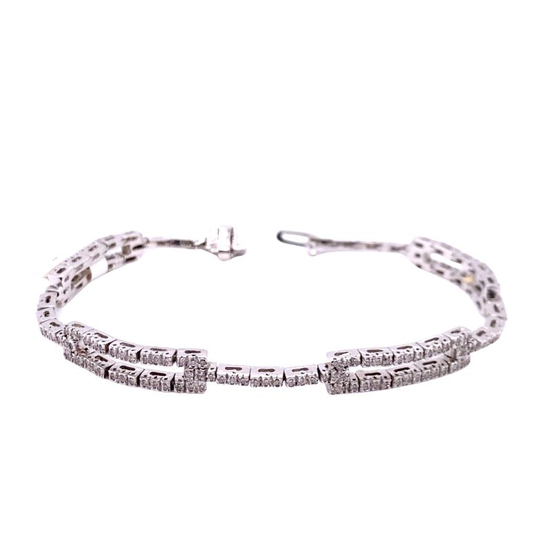 1.45ct Diamond Bracelet with Open Rectangular Pattern, 18kt White Gold