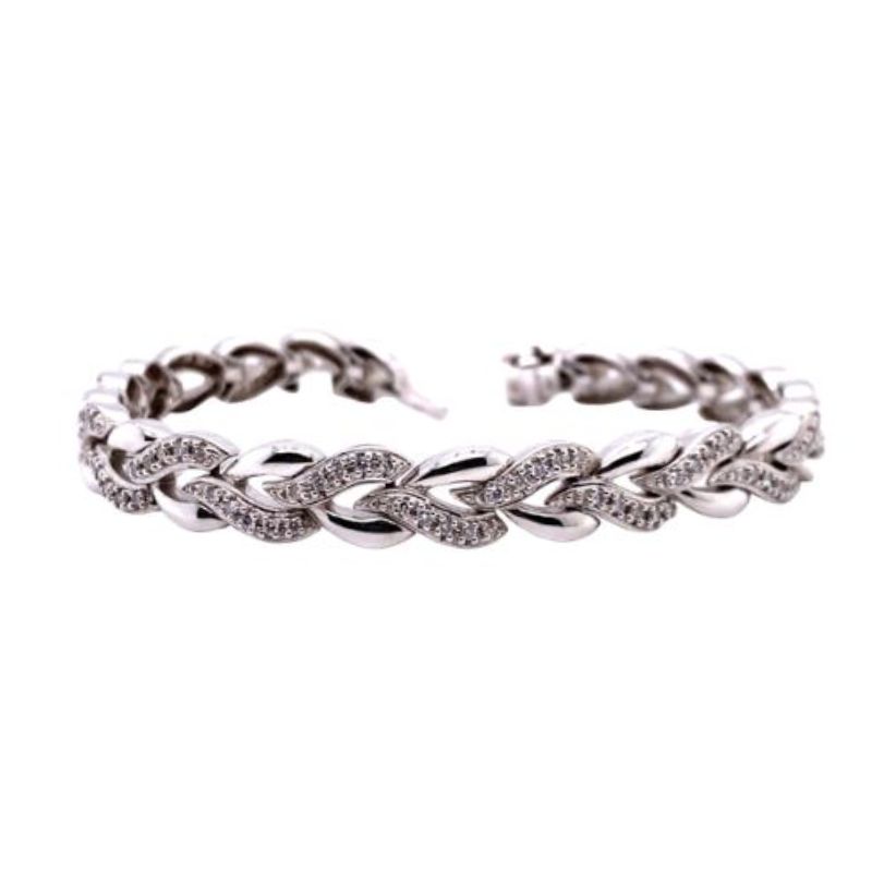 1.20ct Ladies Braided Diamond Bracelet, 14kt White Gold