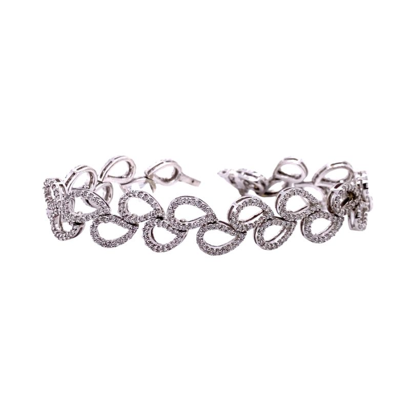 3.75ct Two Row Diamond Bracelet with Pear Shaped Sections, 14kt White Gold