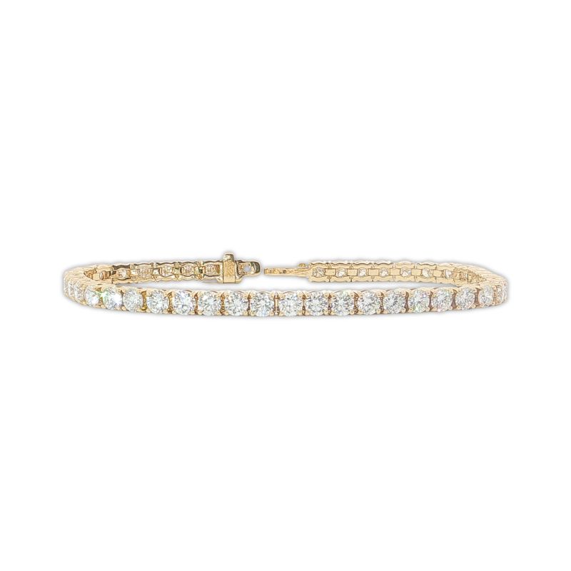 10ctw Lab Grown Round Diamond Tennis Bracelet, 14kt Yellow