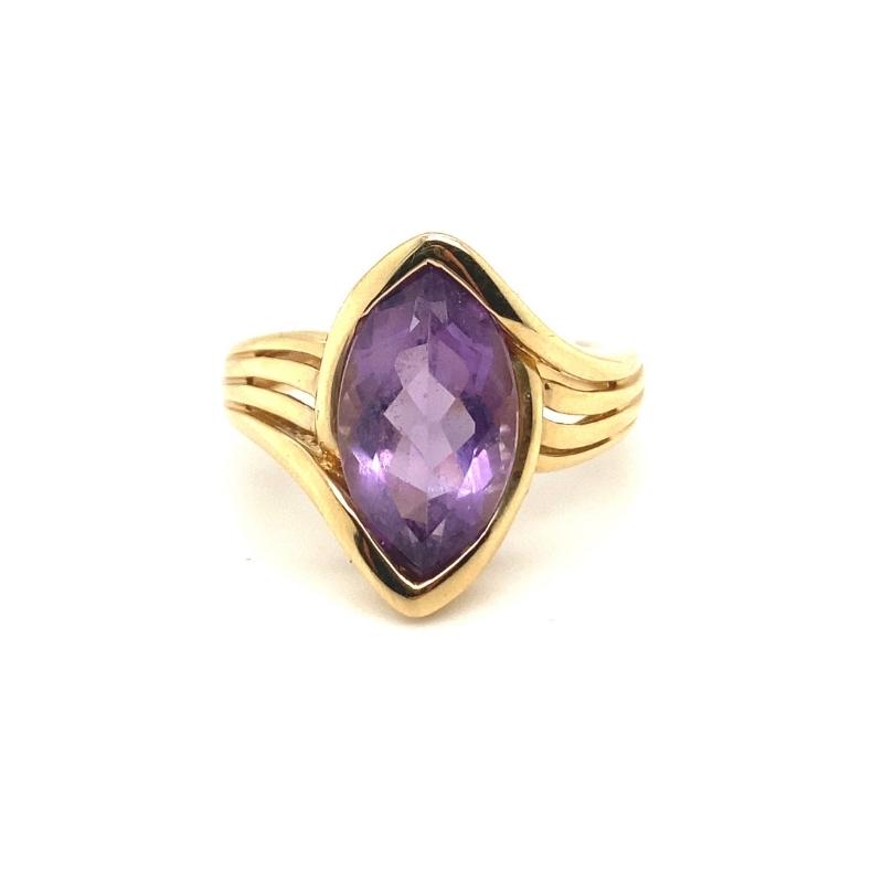 Vintage Marquise Amethyst Contemporary Ring, 14kt Yellow