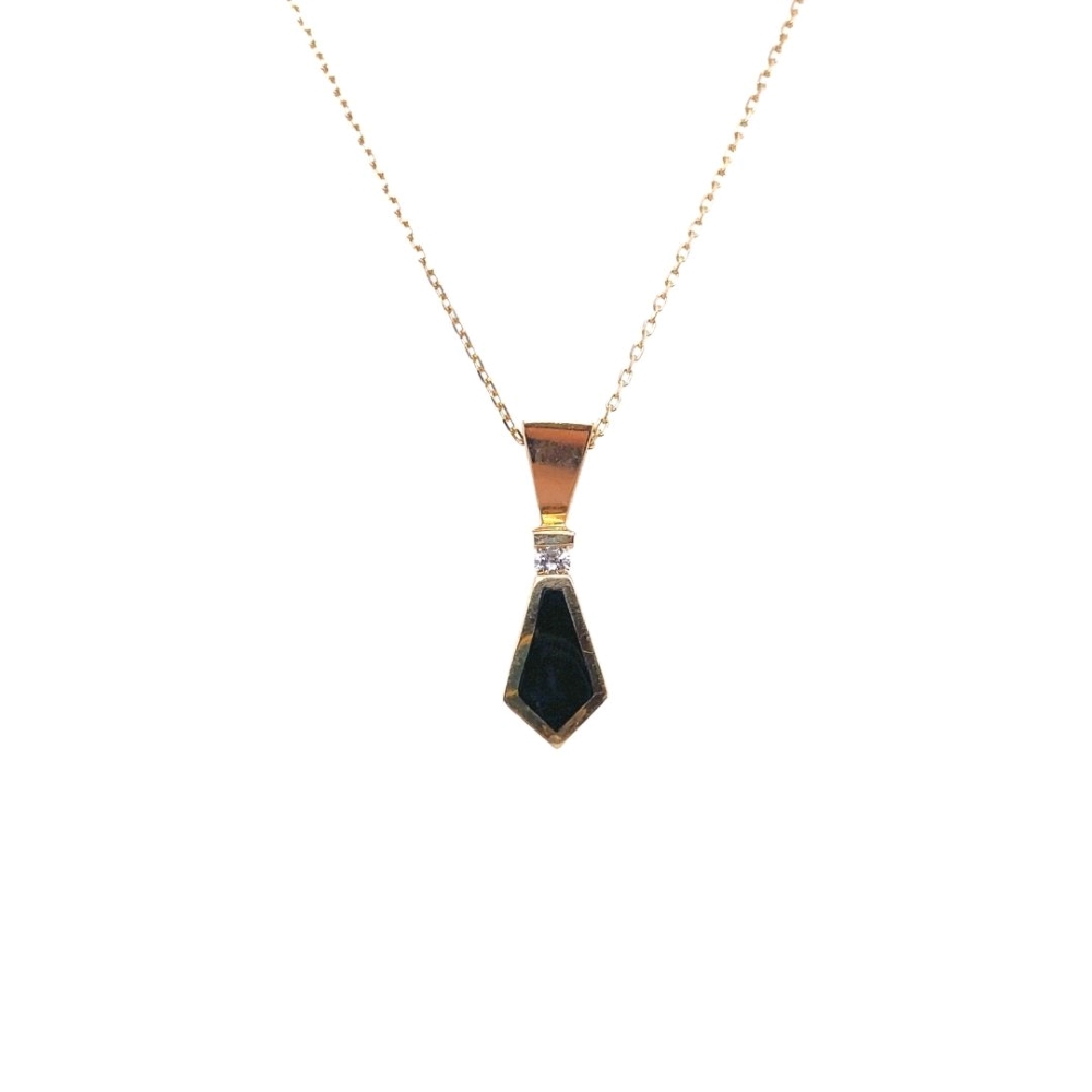 Onyx and Diamond Drop Pendant, 0.05ctw