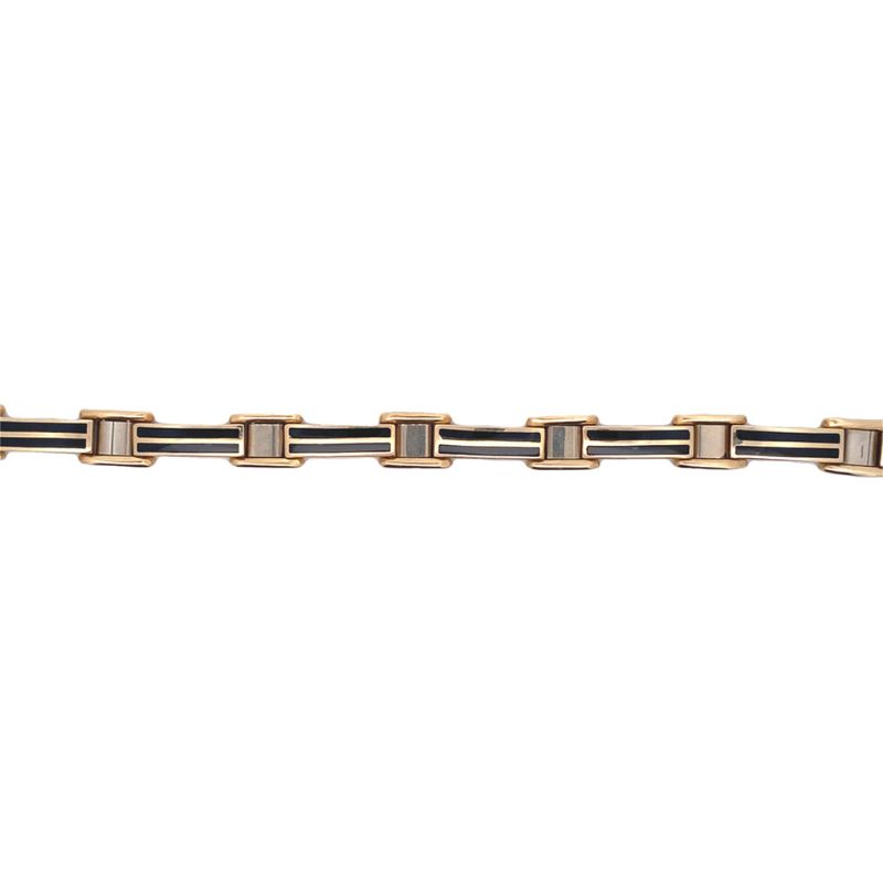 14kt Yellow Gold & Striped Onyx Link Men's Bracelet - Image 2