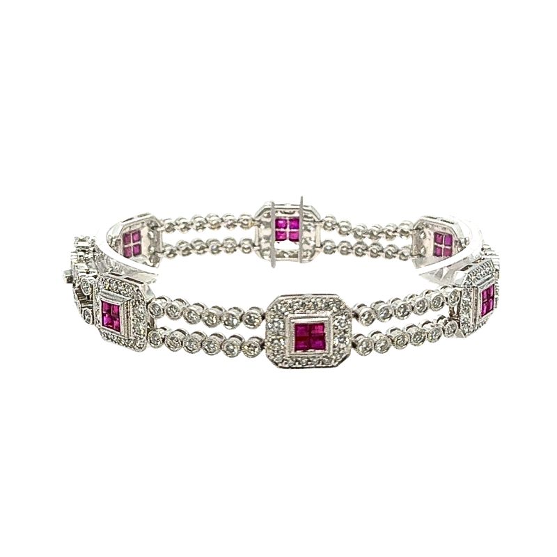 3.50ctw Ruby and 2ct Diamond Bracelet, 18kt White