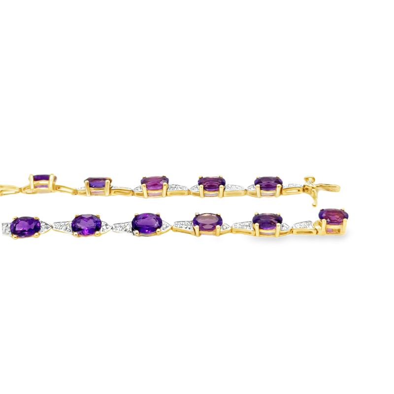10ct Oval Amethyst and 0.25ctw Diamond Bracelet, 14kt - Image 2
