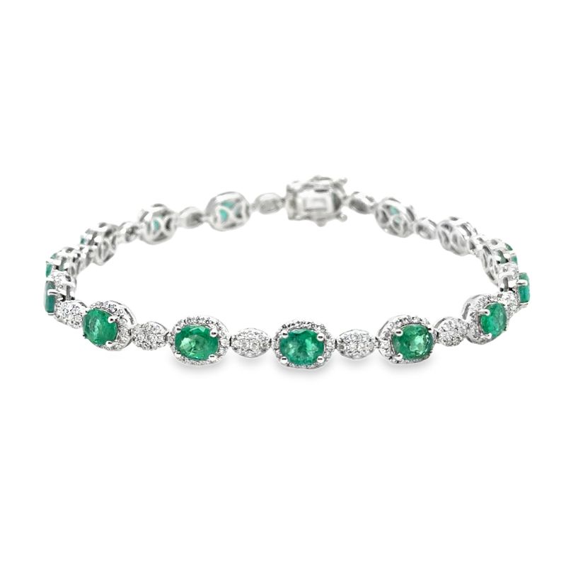 5ct Oval Emerald and Diamond Bracelet, 18kt White