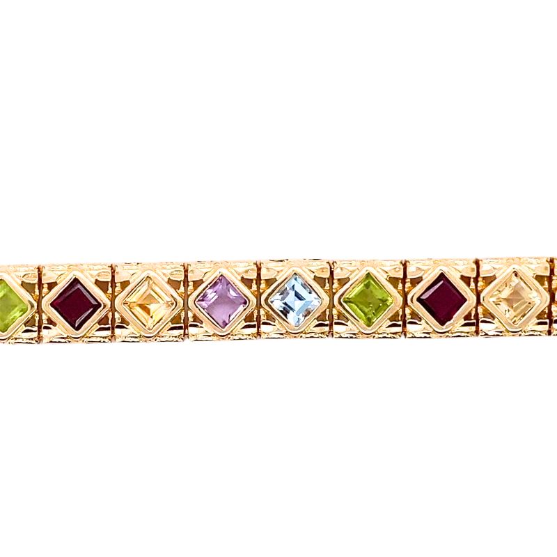 Alternating Semi Precious 14kt Yellow Bracelet