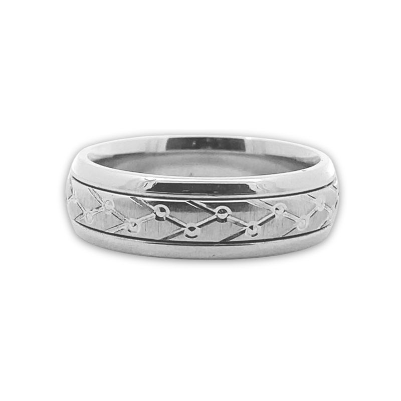 6.85mm Carved Gents Wedding Band