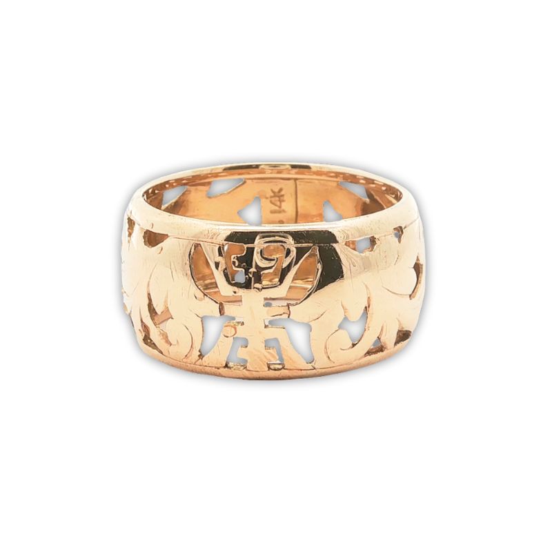 10mm Cut-Out Flower Band, 14kt Yellow Gold