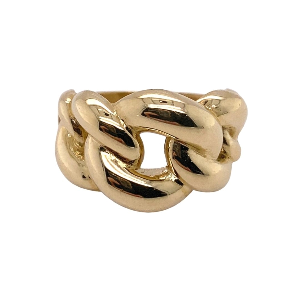 Puffy 5-Link Cuban Ring, 14kt Yellow Gold