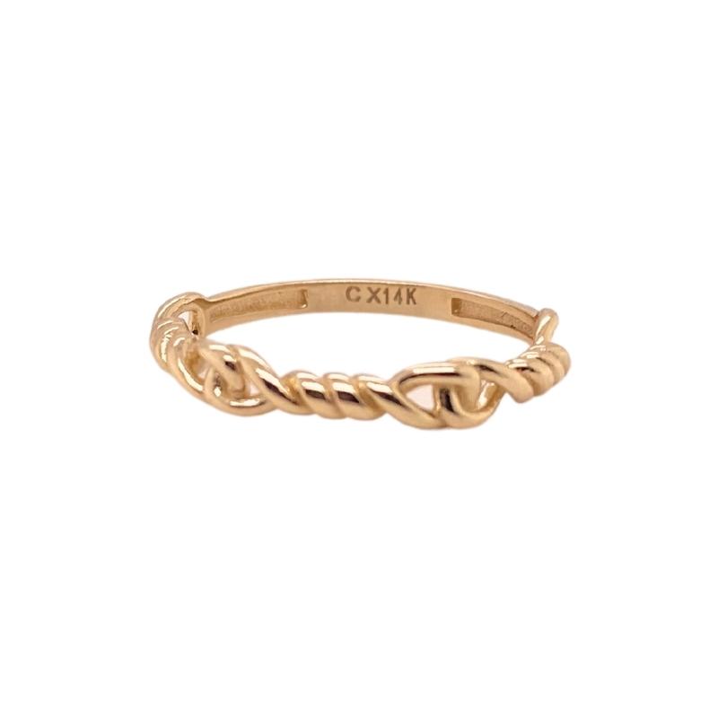 Small Rope Style Link Ring, 14kt Yellow Gold