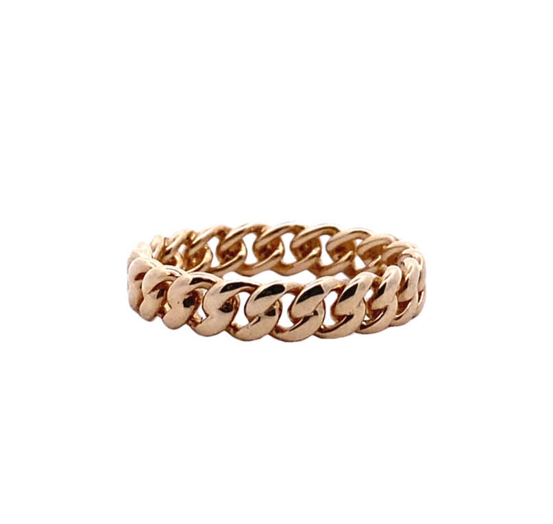 4mm Miami Cuban Ring, 14kt Yellow