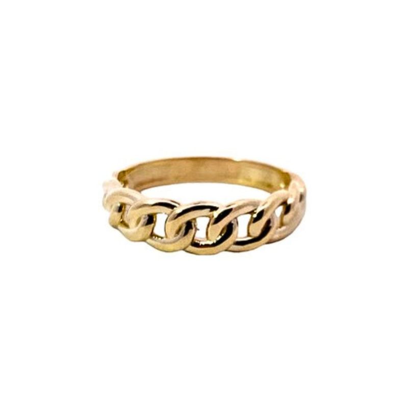 5.5mm Wide Open Miami Cuban Ring, 14kt Yellow