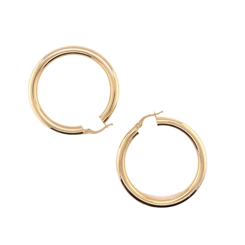 14kt Yellow Gold Medium Tube Hoops, 4mm - Image 2