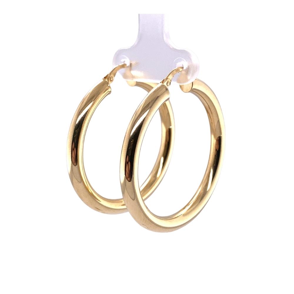 14kt Yellow Gold Medium Tube Hoops, 4mm - Image 3