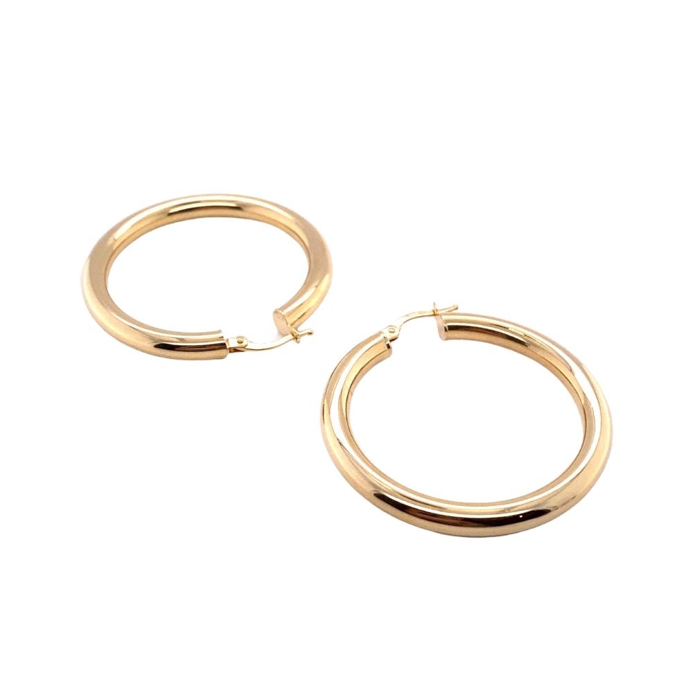 14kt Yellow Gold Medium Tube Hoops, 4mm