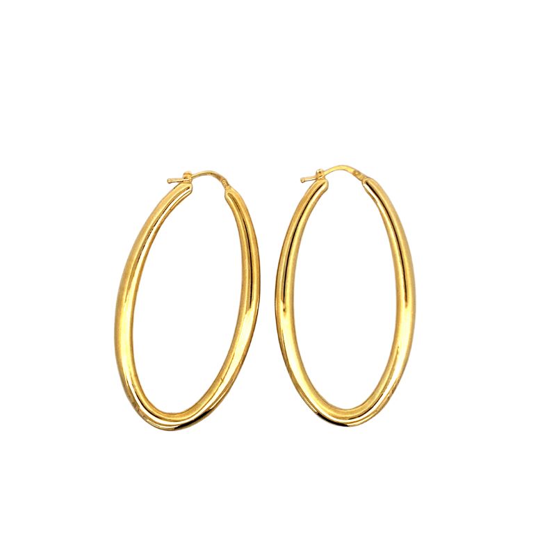 14KT Yellow Gold Oval Large Hoop Earrings