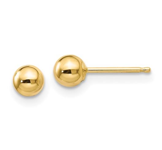 Small Ball Studs, 14kt Yellow
