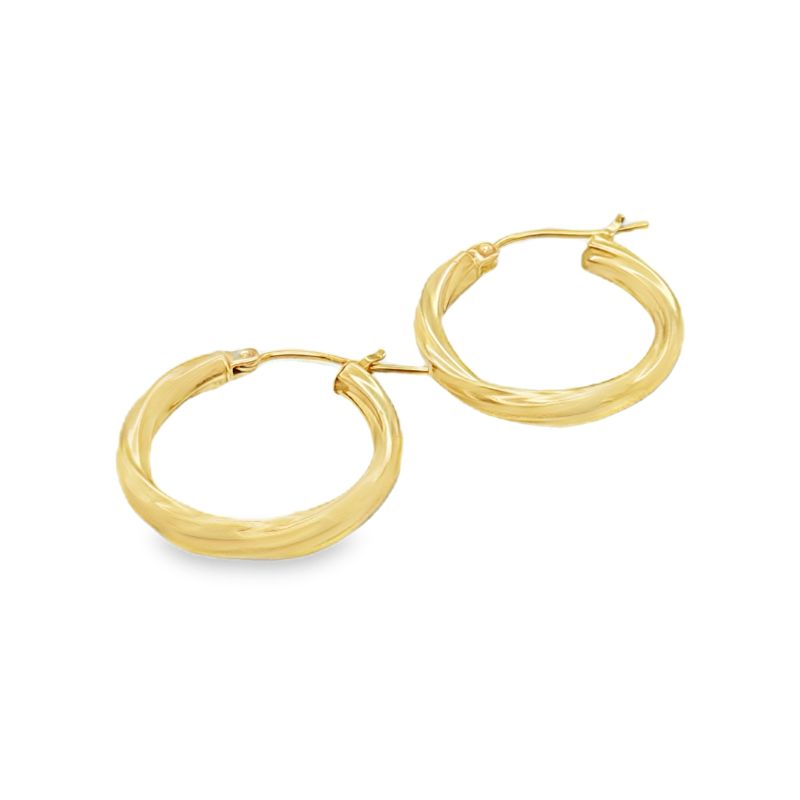 22mm Twisted Hoop Earrings, 14kt Yellow