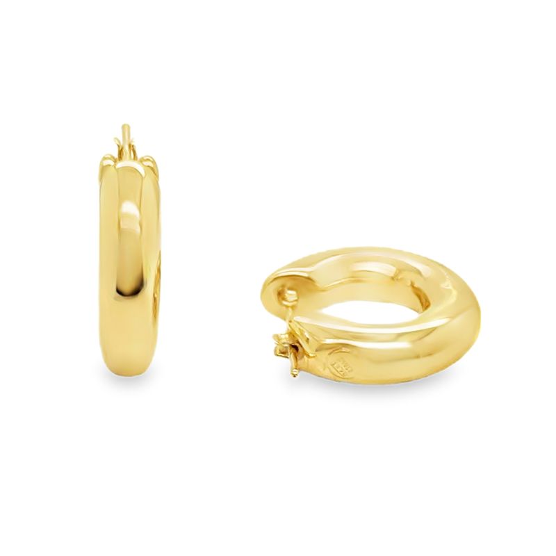 6mm Chunky Yellow Gold High-Polish Tubular Hoop Earrings, 22.5mm Diameter , 14kt Yellow Gold