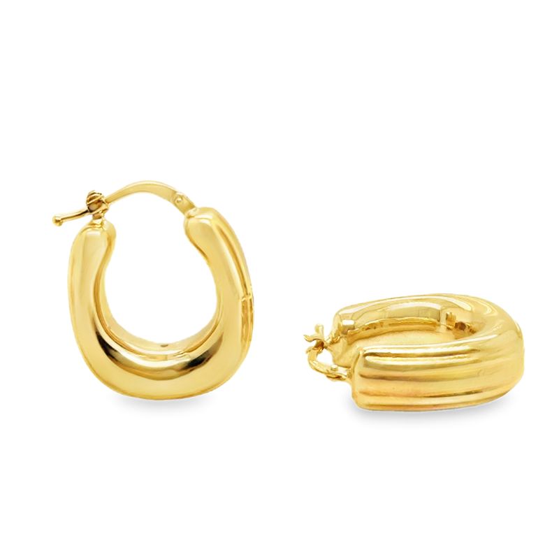 Triple-Ribbed Wide Hoop Earrings, 14kt Gold Made in Italy