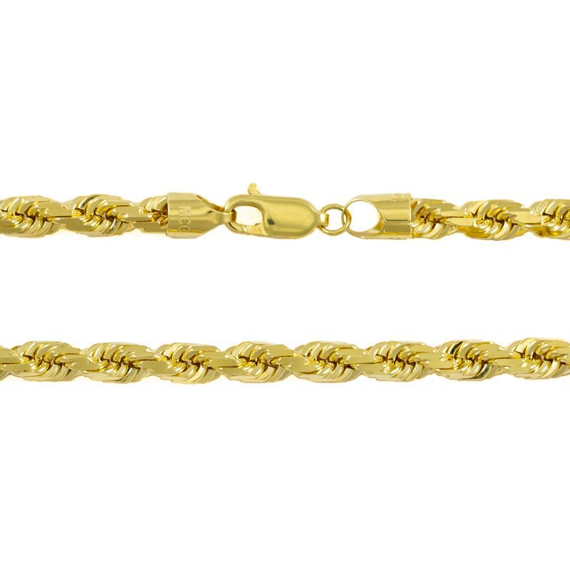 4.25mm D/C Rope Chain, 28~22 10kt Yellow