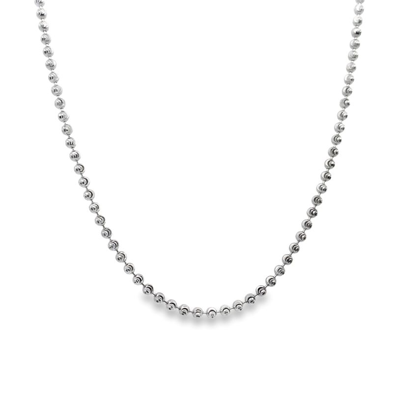 2.5mm Mezza Luna Diamond Cut Bead Chain, 14kt White