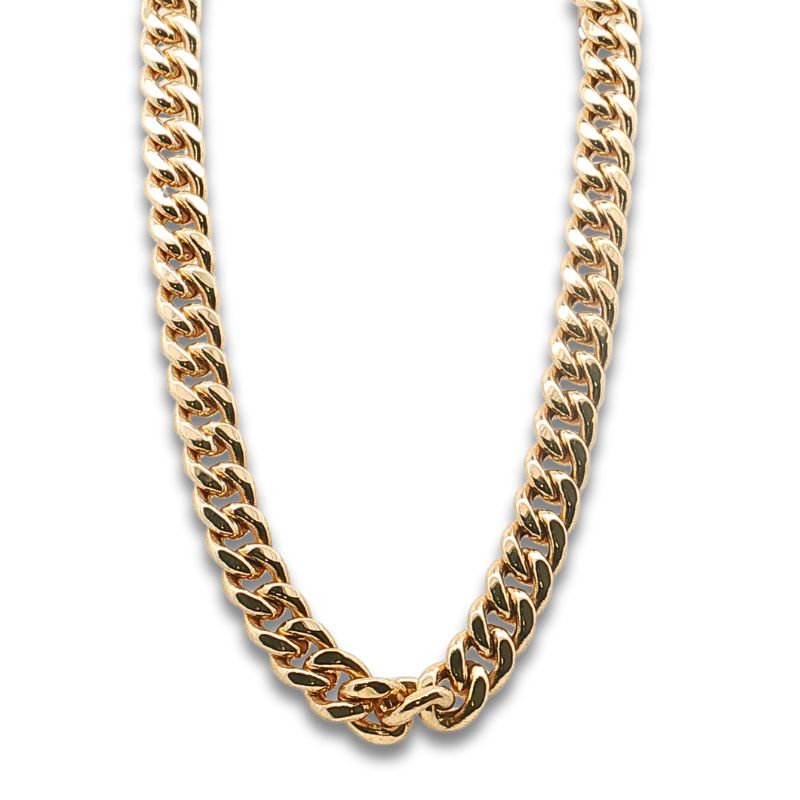 8.5mm WIde Hollow Miami Cuban Chain, 10kt Yellow