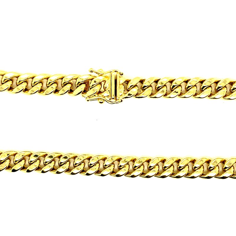 7mm Hollow Miami Cuban Chain, 10kt Yellow Gold