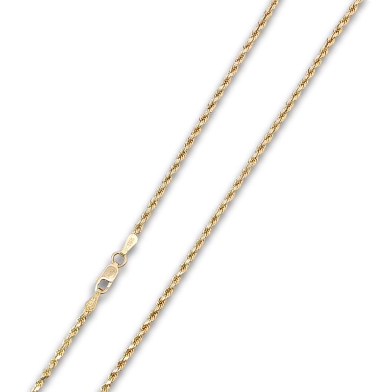 2mm Solid Diamond Cut Rope Chain, 18kt Yellow - Image 2