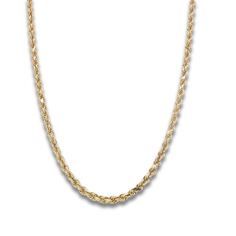 2mm Solid Diamond Cut Rope Chain, 18kt Yellow
